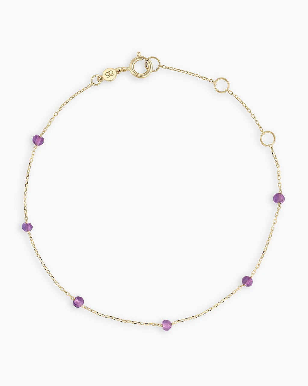 14K Gold Newport Birthstone Bracelet - Amethyst - February