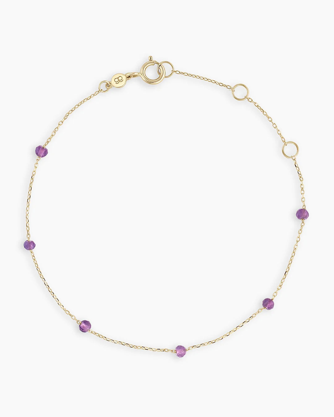 14K Gold Newport Birthstone Bracelet - Amethyst - February