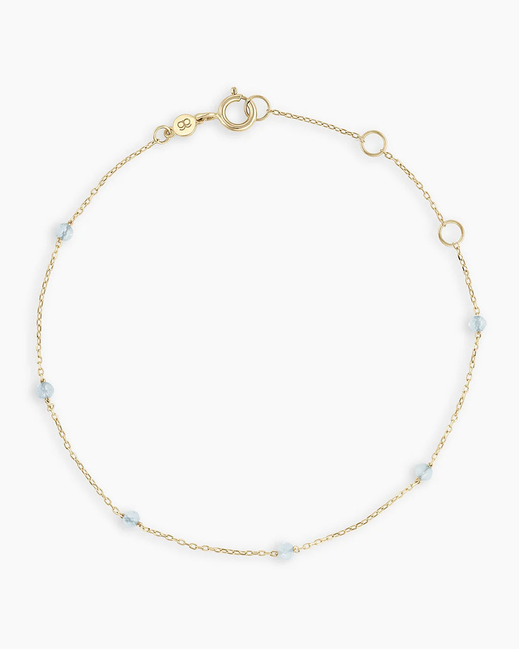 14K Gold Newport Birthstone Bracelet - Aquamarine - March