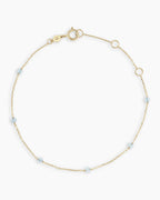 14K Gold Newport Birthstone Bracelet - Aquamarine - March