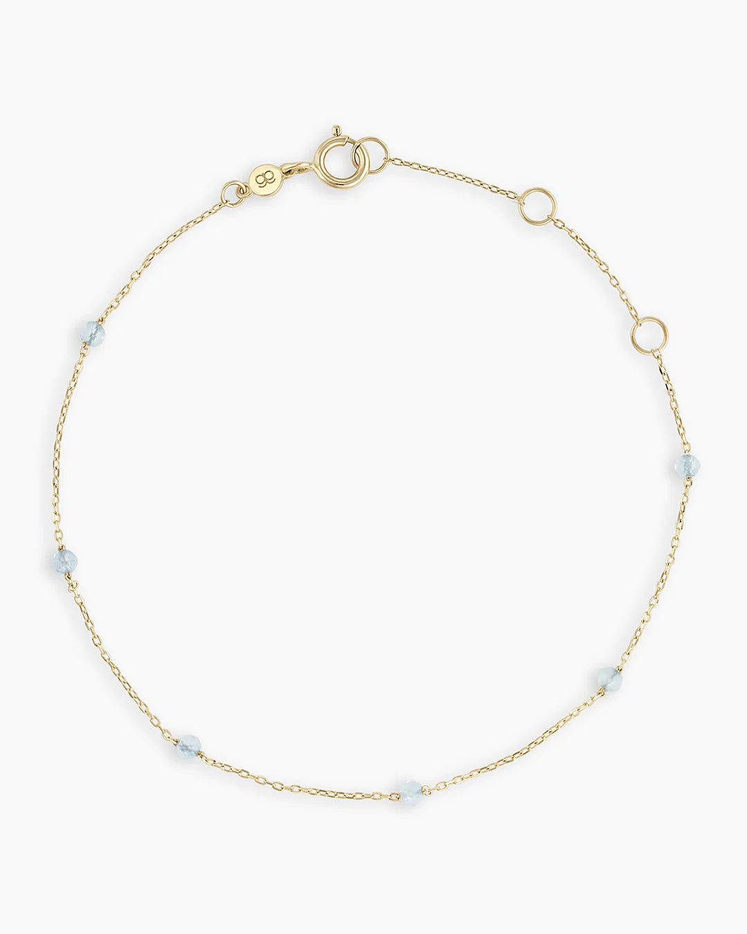 14K Gold Newport Birthstone Bracelet - Aquamarine - March