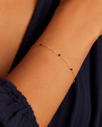 14K Gold Newport Birthstone Bracelet - Blue Sapphire - September worn on wrist