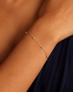 14K Gold Newport Birthstone Bracelet - Emerald - May worn on wrist