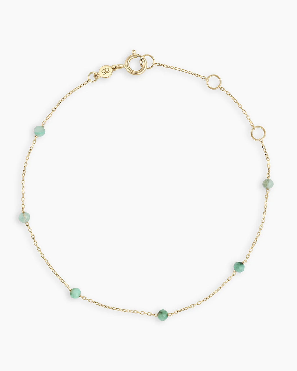 14K Gold Newport Birthstone Bracelet - Emerald - May
