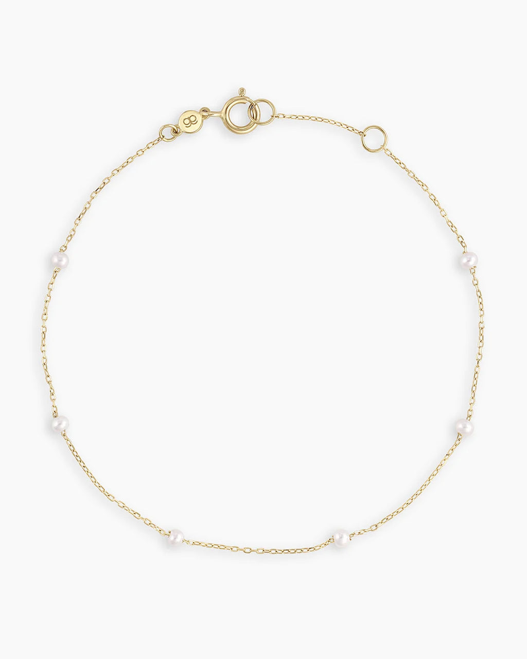 14K Gold Newport Birthstone Bracelet - Pearl - June