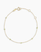 14K Gold Newport Birthstone Bracelet - Peridot - August