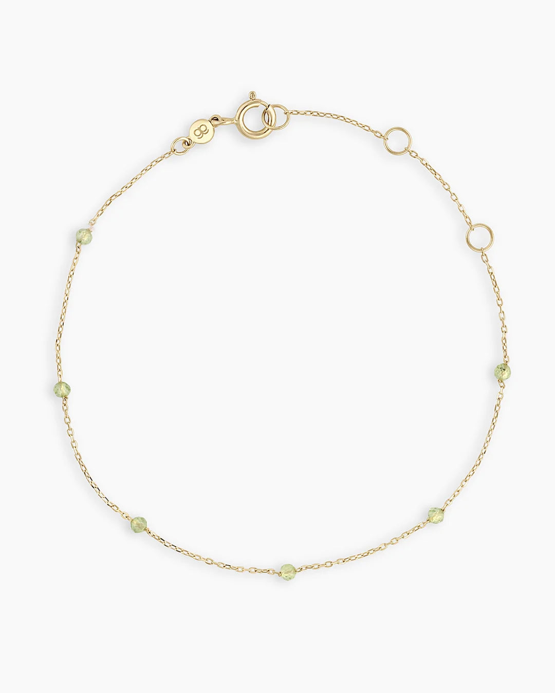 14K Gold Newport Birthstone Bracelet - Peridot - August