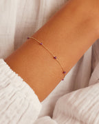 14K Gold Newport Birthstone Bracelet - Ruby - July worn on wrist