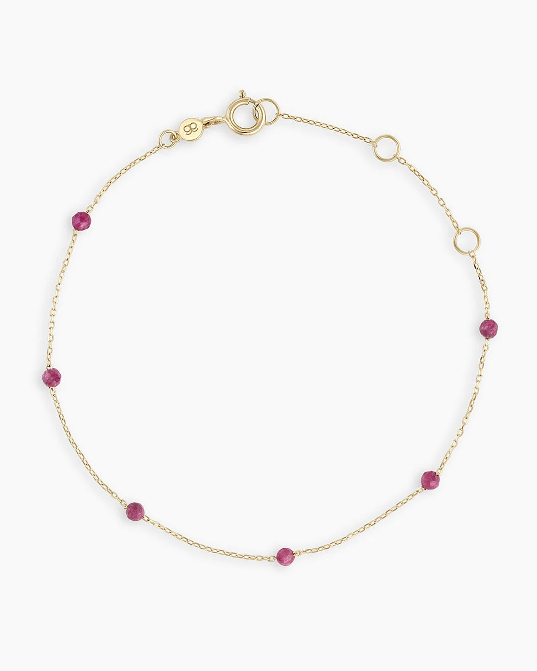 14K Gold Newport Birthstone Bracelet - Ruby - July