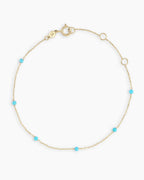 14K Gold Newport Birthstone Bracelet - Turquoise - December