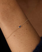 14K Gold Wilder Birthstone Bracelet - Blue Sapphire - September worn on wrist
