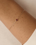 14K Gold Wilder Birthstone Bracelet - Garnet - January worn on wrist