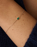 14K Gold Wilder Birthstone Bracelet - Green Agate - May worn on wrist
