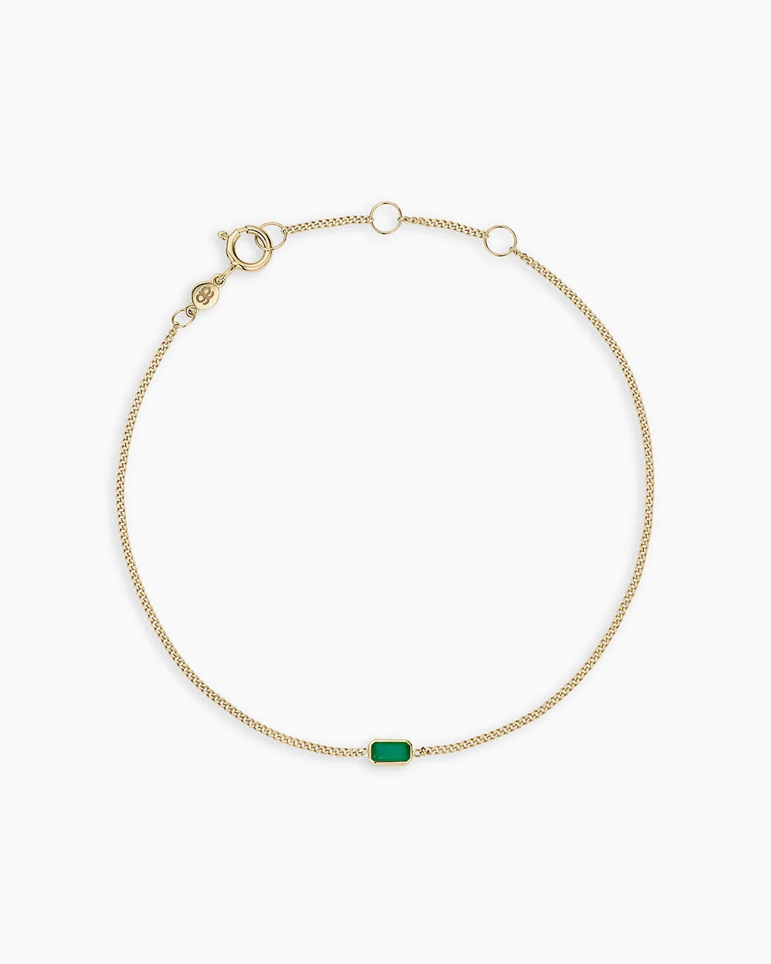 14K Gold Wilder Birthstone Bracelet - Green Agate - May