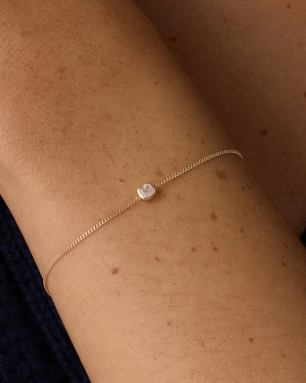 14K Gold Wilder Birthstone Bracelet - Moonstone - June worn on wrist