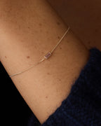 14K Gold Wilder Birthstone Bracelet - Pink Tourmaline - October worn on wrist