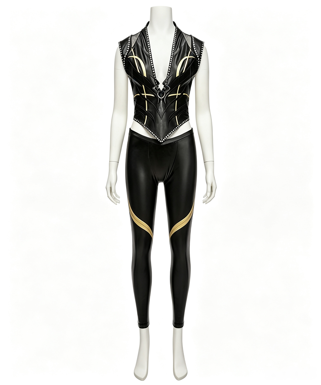 CosNova black and gold cosplay costume full set on mannequin