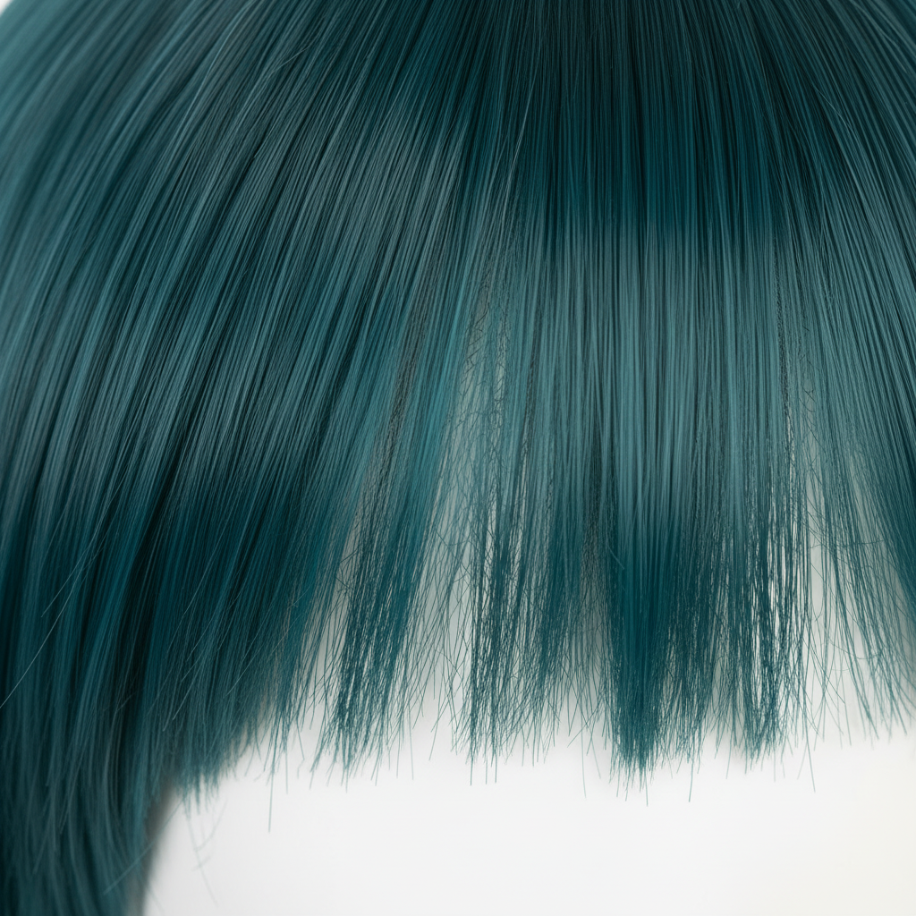 Teal Short Bob Cosplay Wig detail1