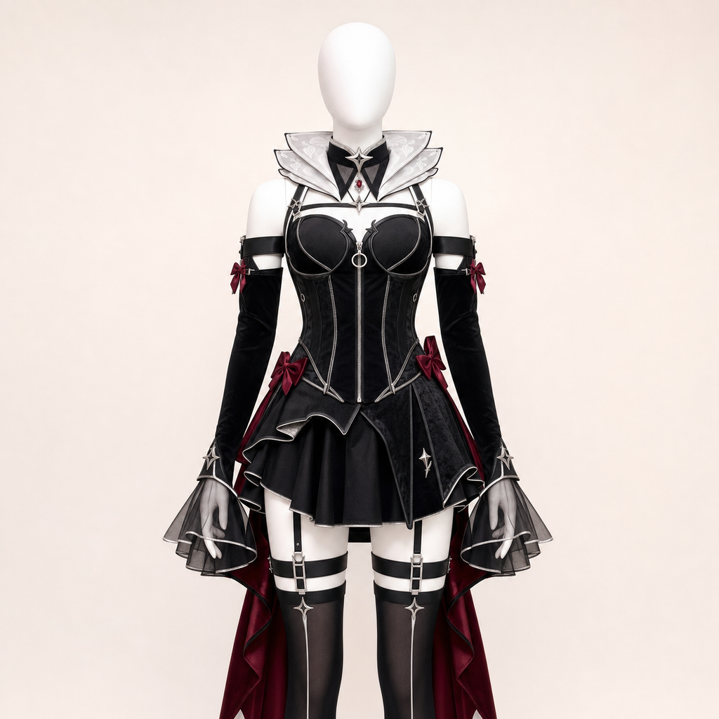 CosNova black silver celestial cosplay costume full front view