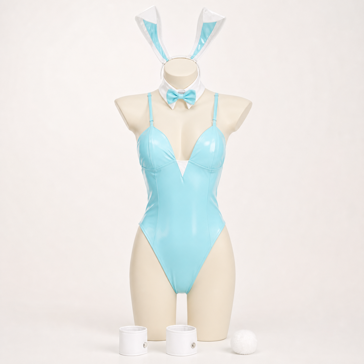 CosNova Aqua Blue glossy bunny costume front catalog view