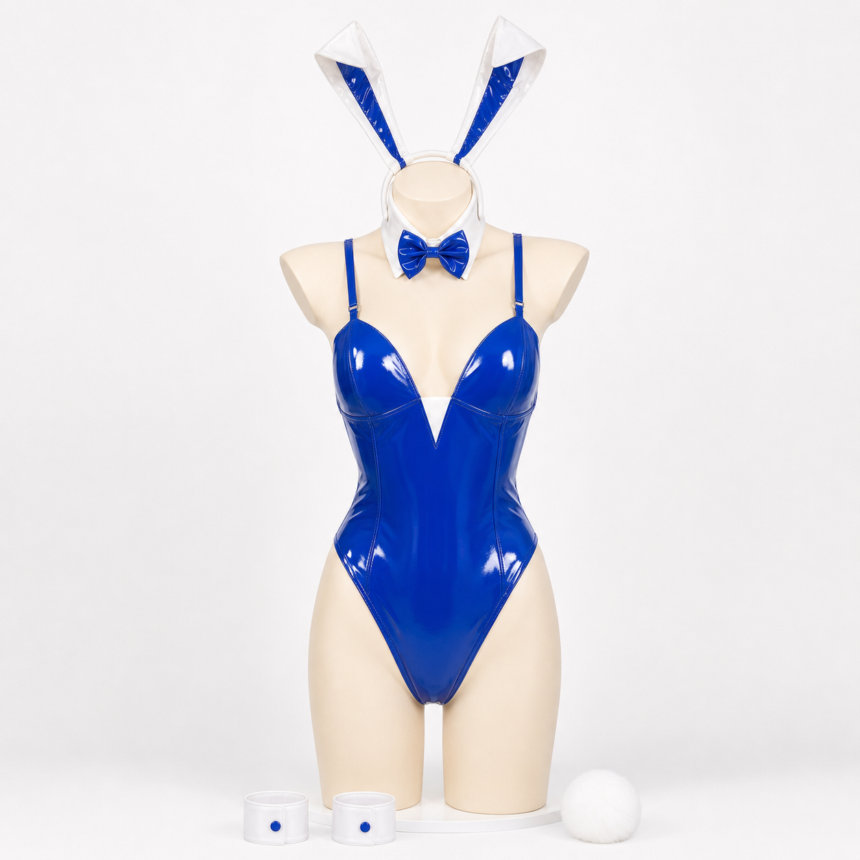 CosNova Royal Blue glossy bunny costume front catalog view