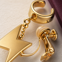 CosNova Gold Lightning Hair Clip & Non-Pierced Ear Cuff Set - Rito-Inspired VTuber Cosplay Accessories