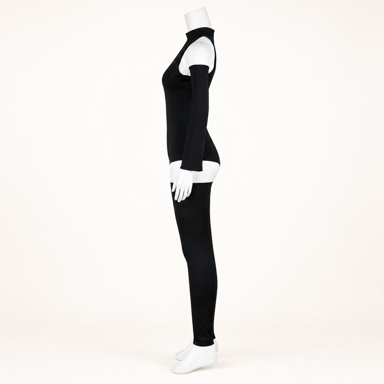 CosNova black cutout jumpsuit costume set side profile