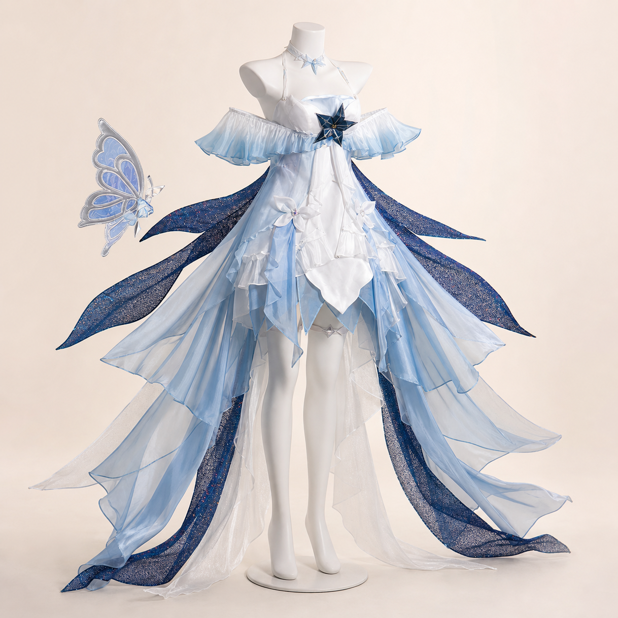 CosNova pearl blue tidal dream short-front cosplay dress hero view