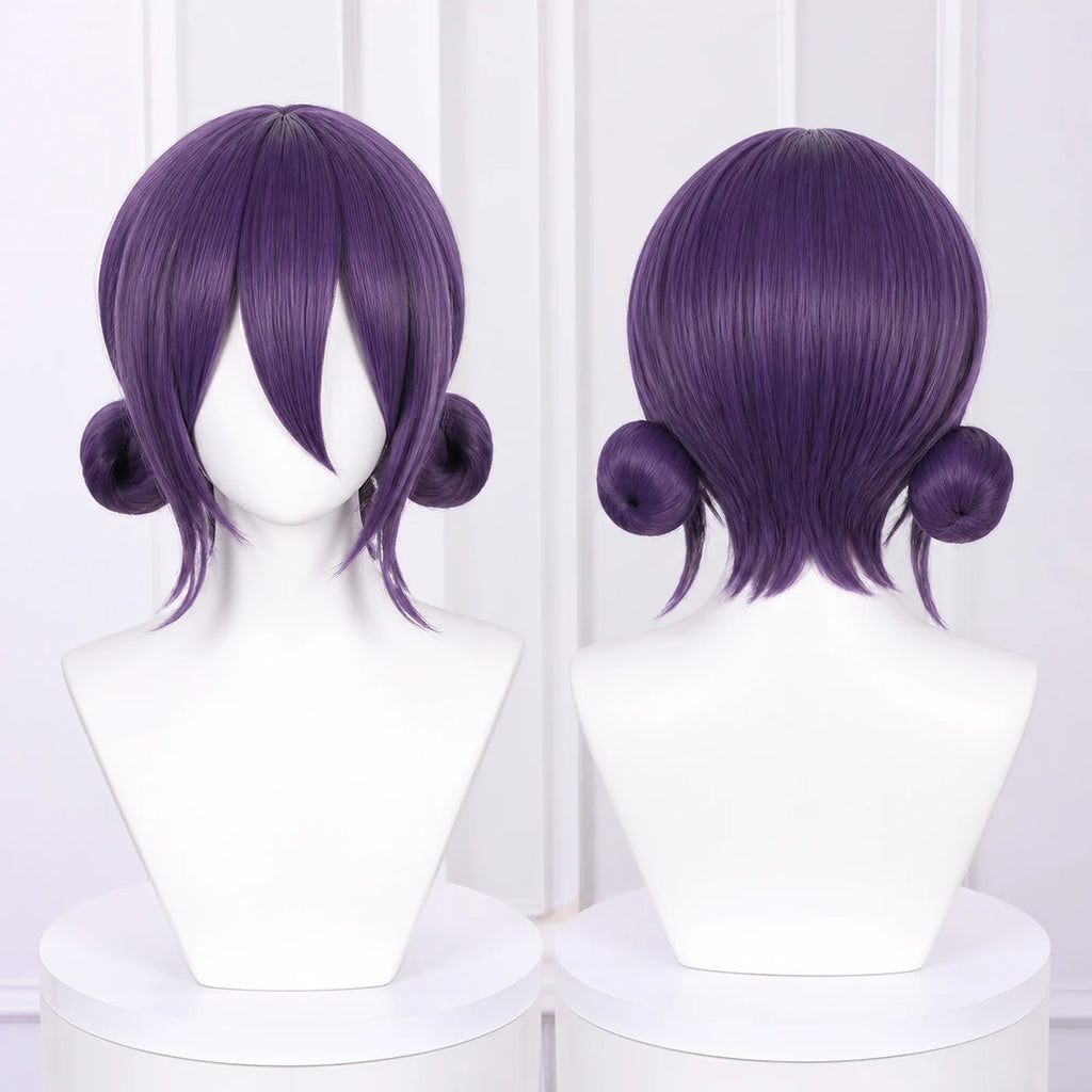 CosNova Reze-inspired short purple cosplay wig in Purple color front and back view