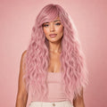 CosNova Rose Fade long wavy cosplay wig worn by an original model in a premium blush studio