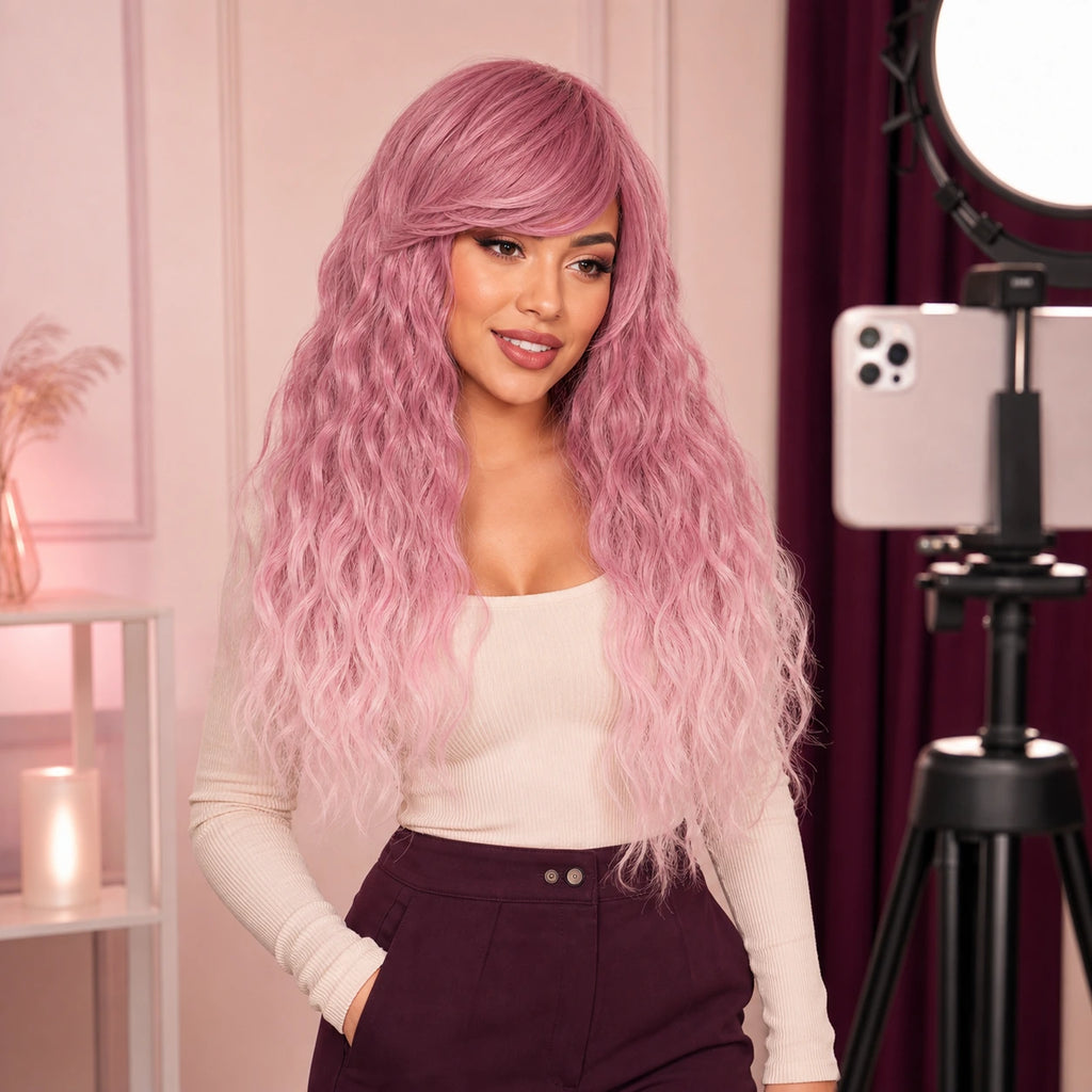 CosNova Rose Fade wig worn in an original creator studio for convention and social content styling