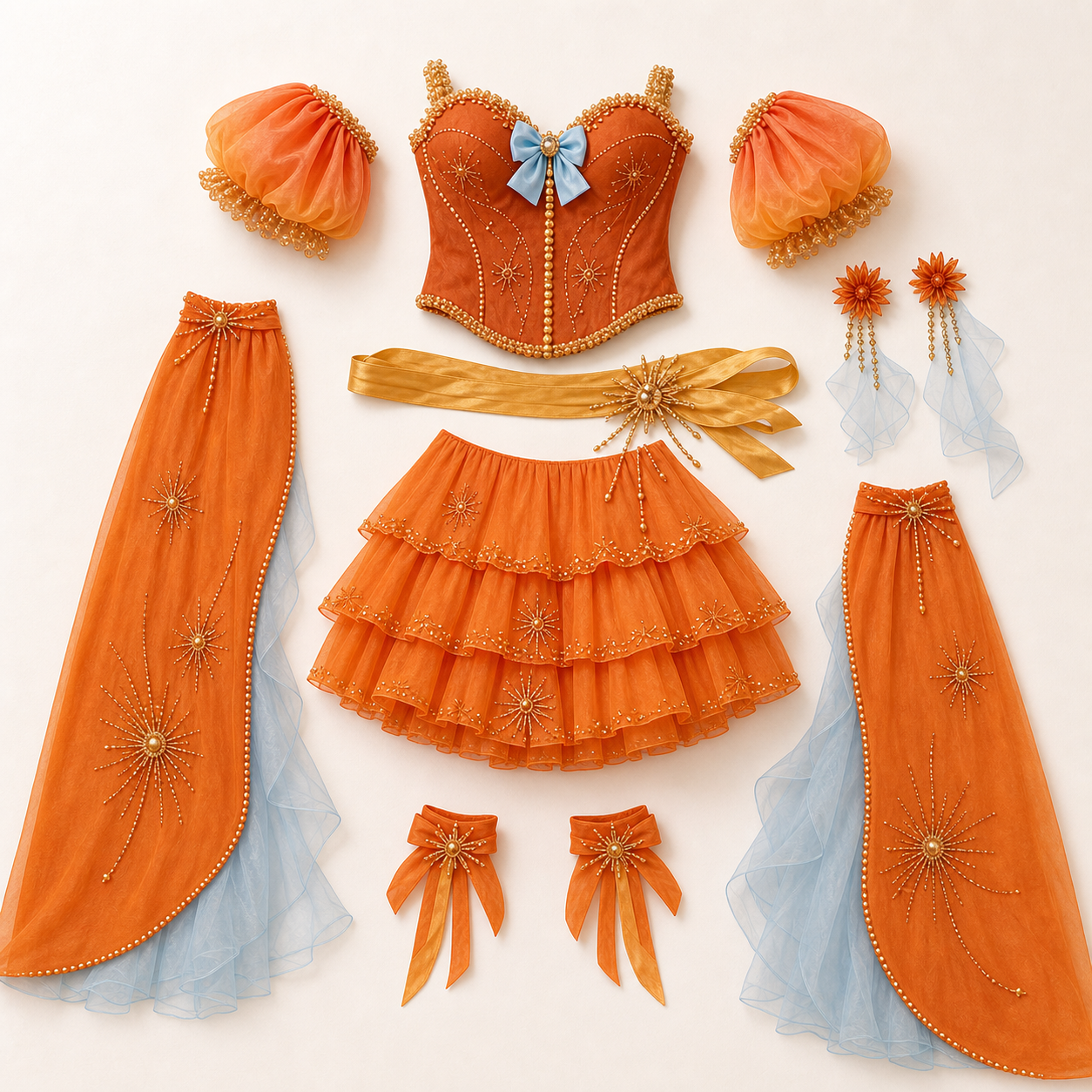 CosNova sunset ember festival gown package contents flat lay