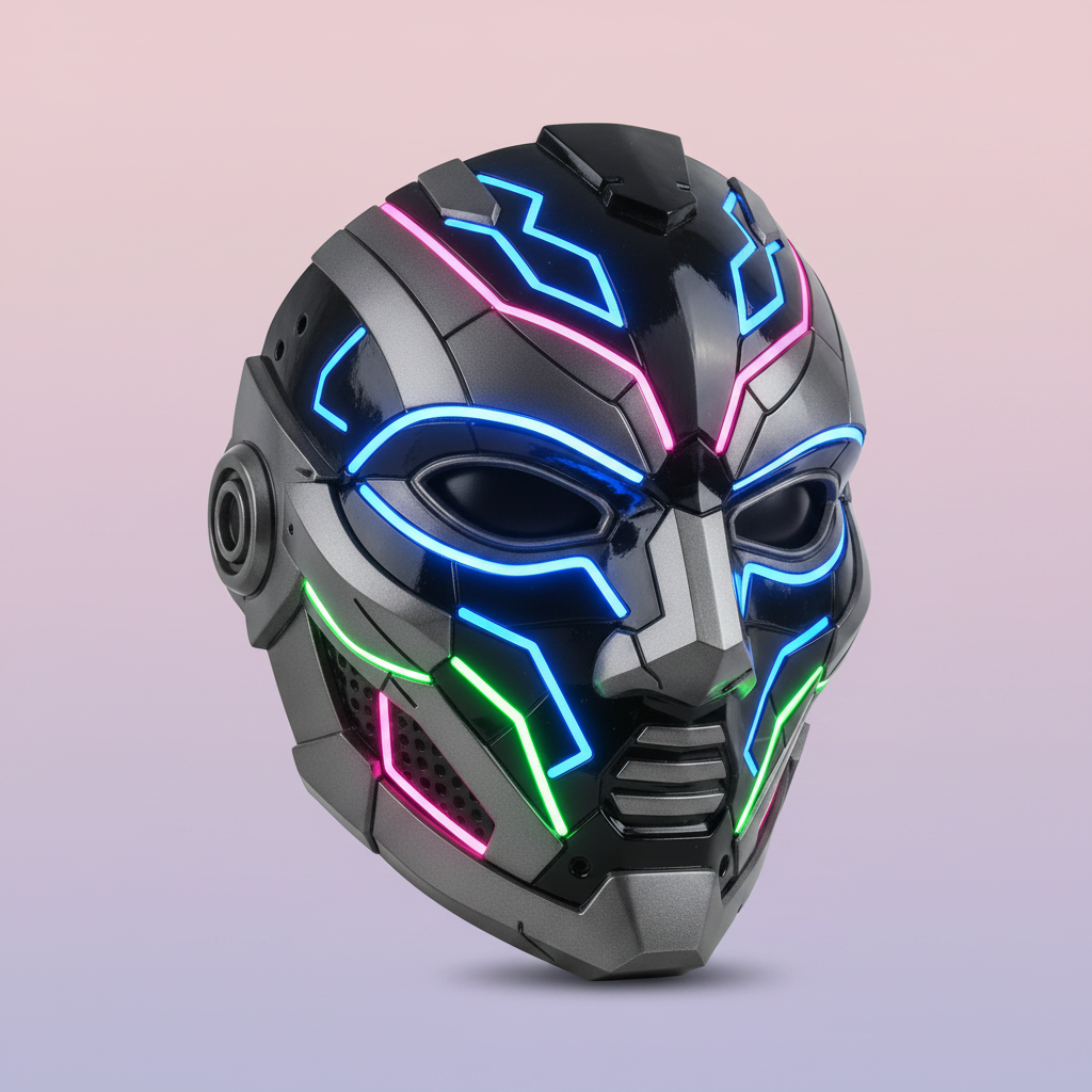 led light up cosplay mask glowing cyberpunk rave mask rechargeable product