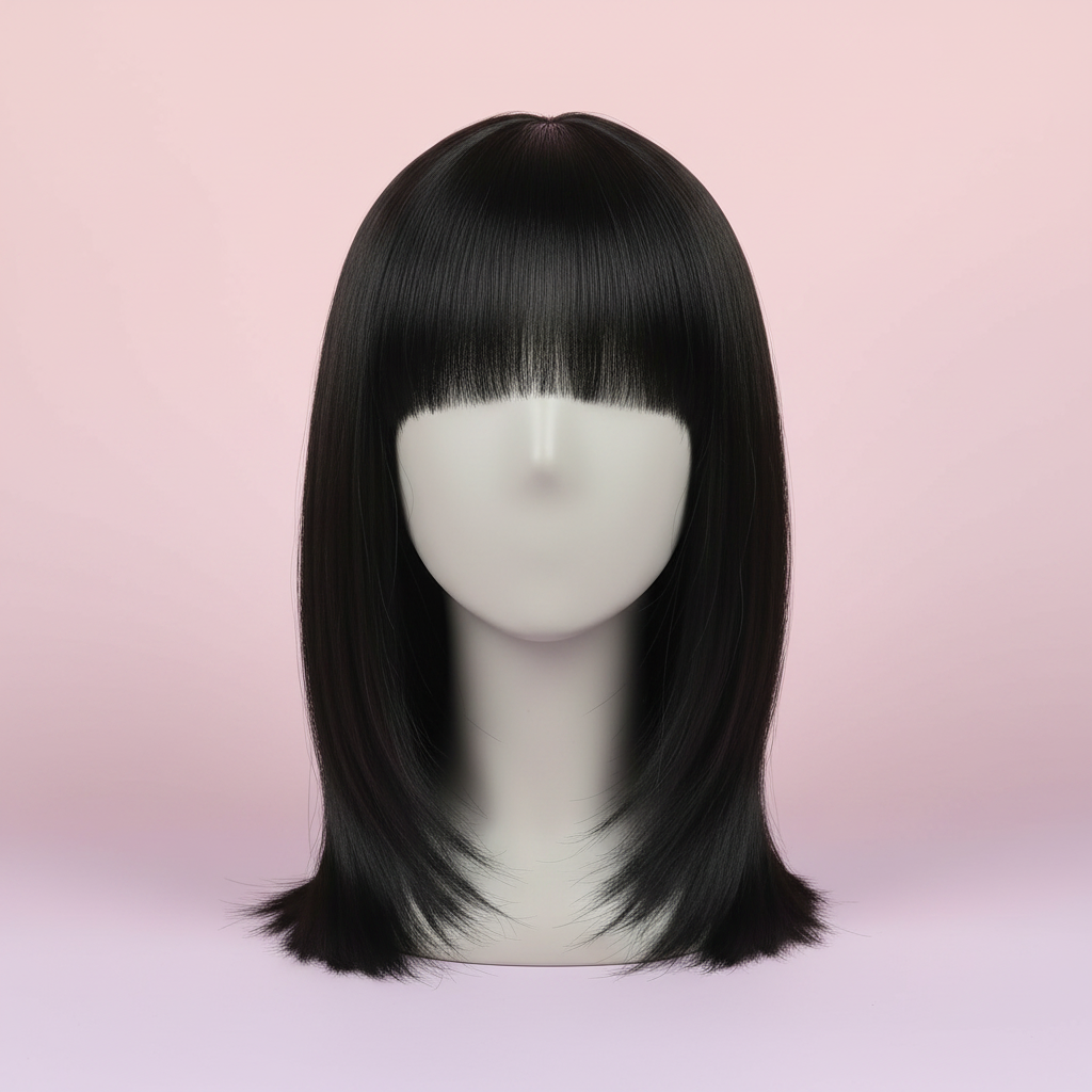 clip in cosplay bangs jet black fringe hair piece heat resistant product