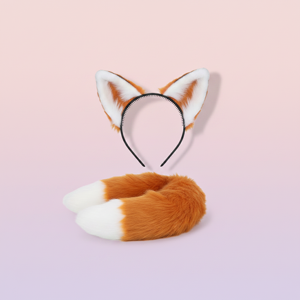 fox ears and tail set cosplay costume kitsune ears and fluffy tail product