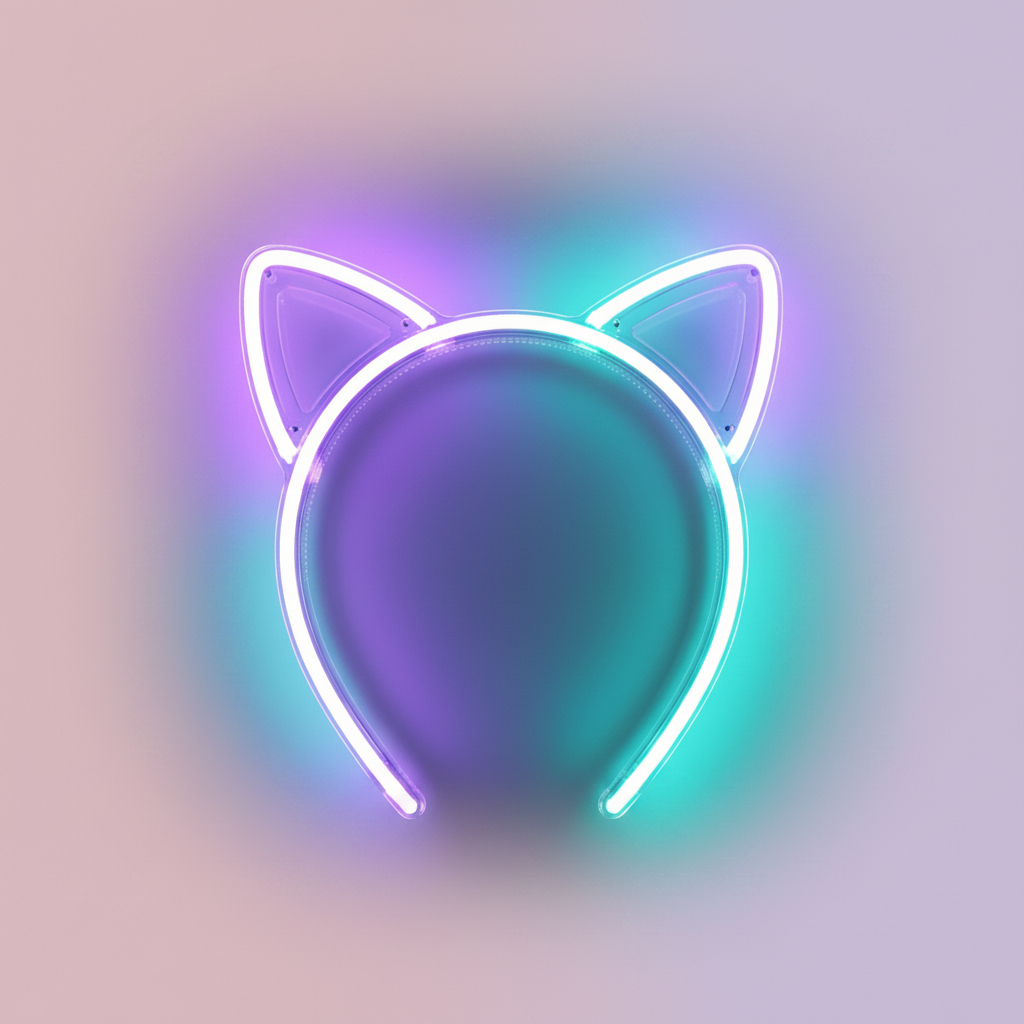 led light up cat ears headband glowing neon cosplay rave ears rechargeable product