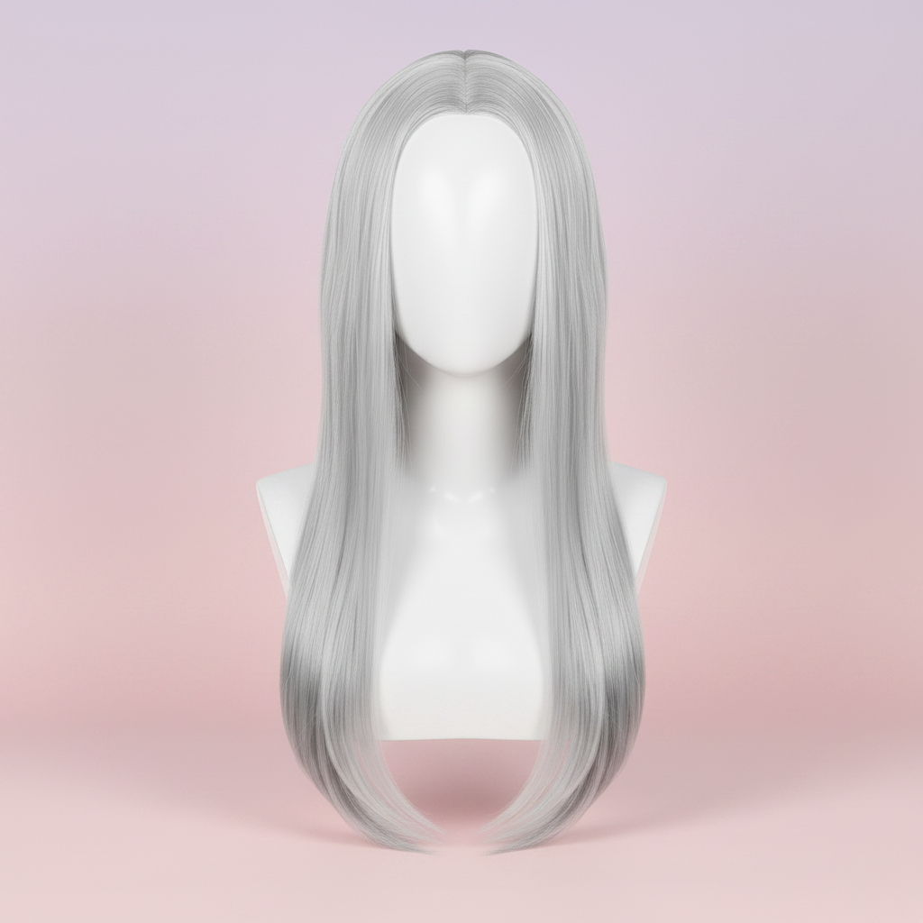 silver white long straight cosplay wig 40 heat resistant anime costume hair product