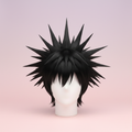 jet black short spiky cosplay wig heat resistant anime costume hair product