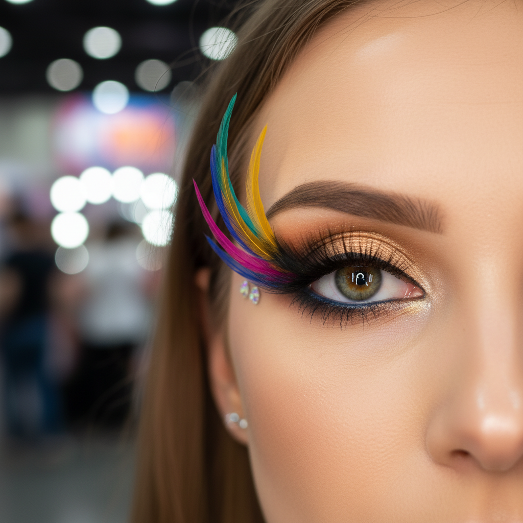 Feather Accent Cosplay False Eyelashes model1