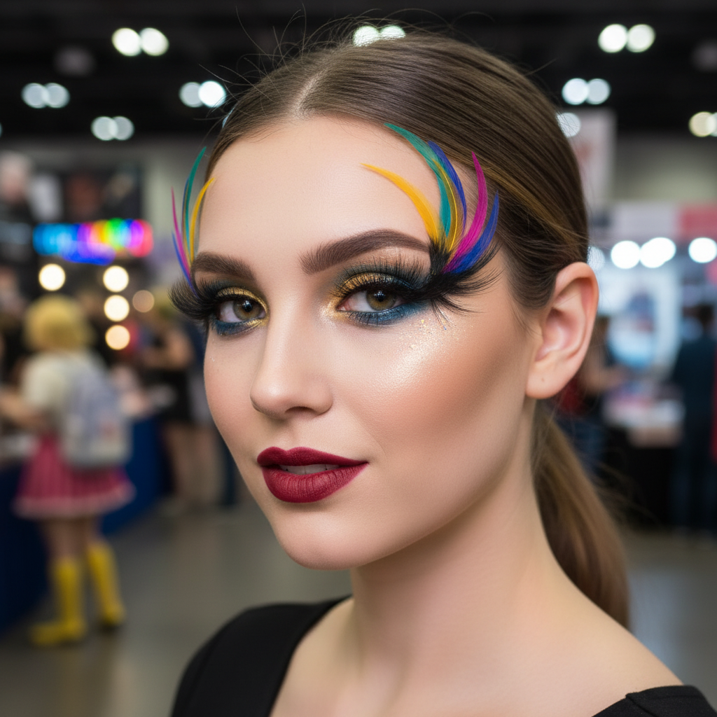 Feather Accent Cosplay False Eyelashes model2