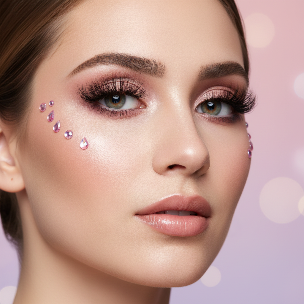 Model showcasing dramatic cosplay false eyelashes long wispy volume stage lashes reusable