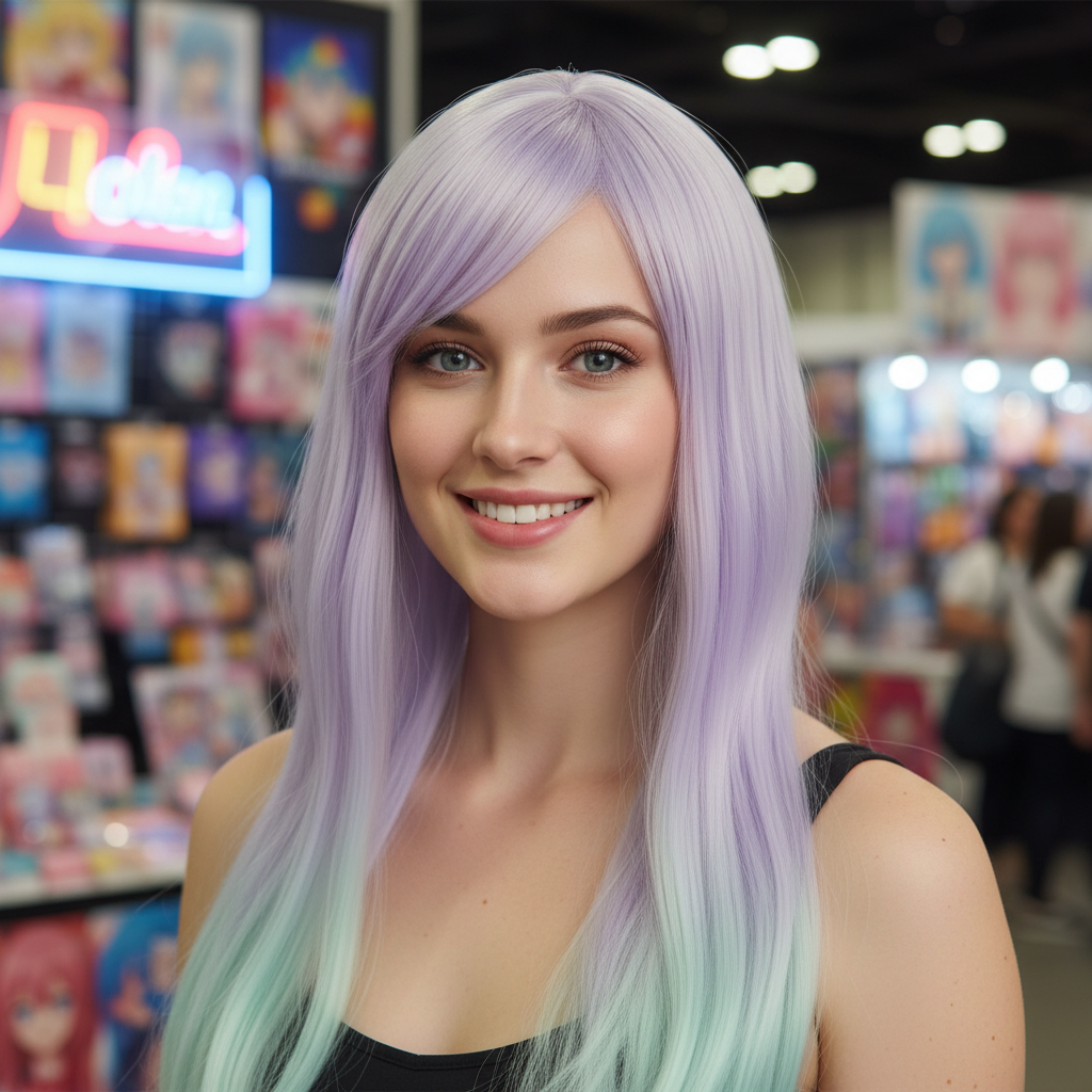 Ombre Gradient Long Cosplay Wig model1