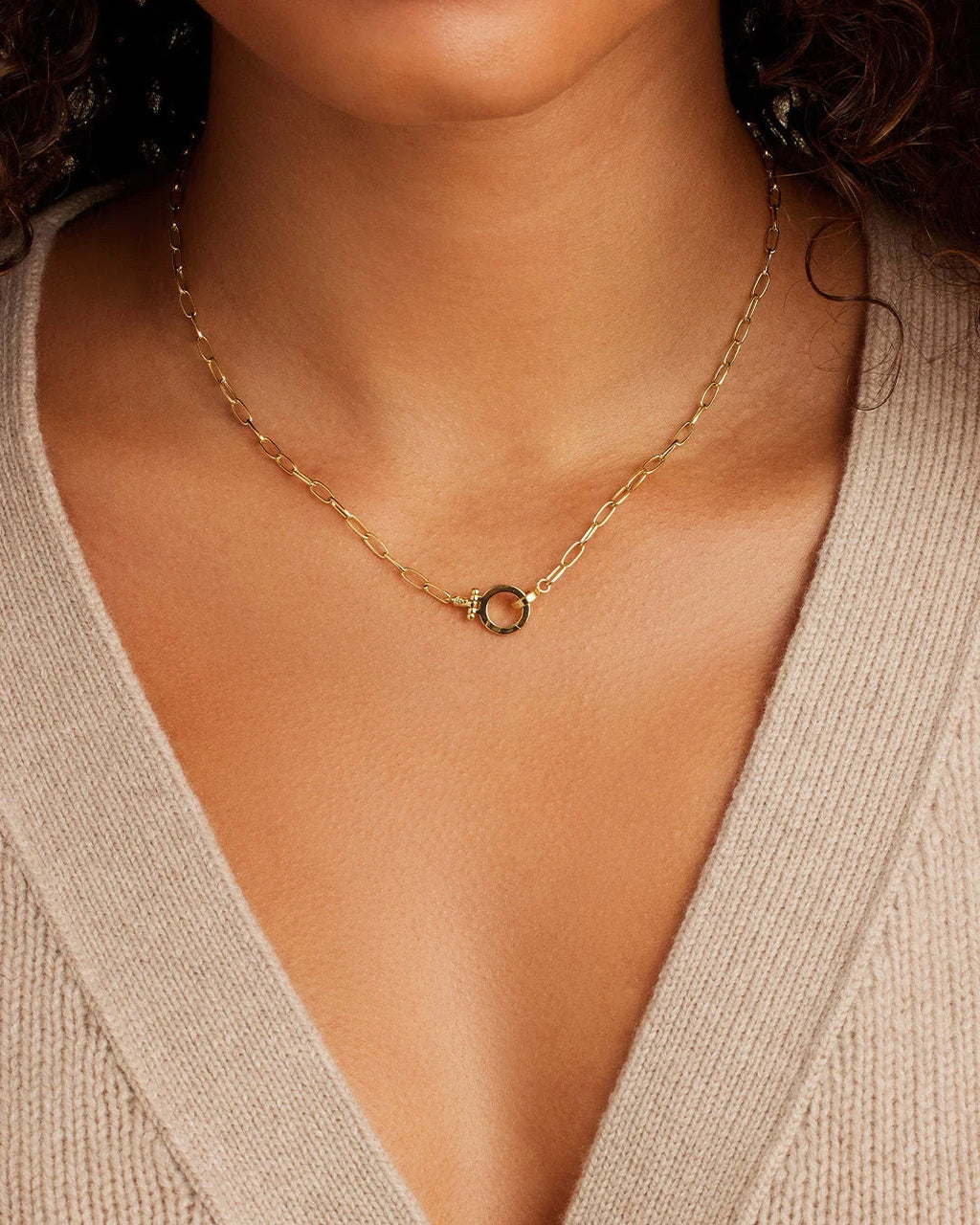 Parker Mini Necklace - 18K Gold Plated worn 2