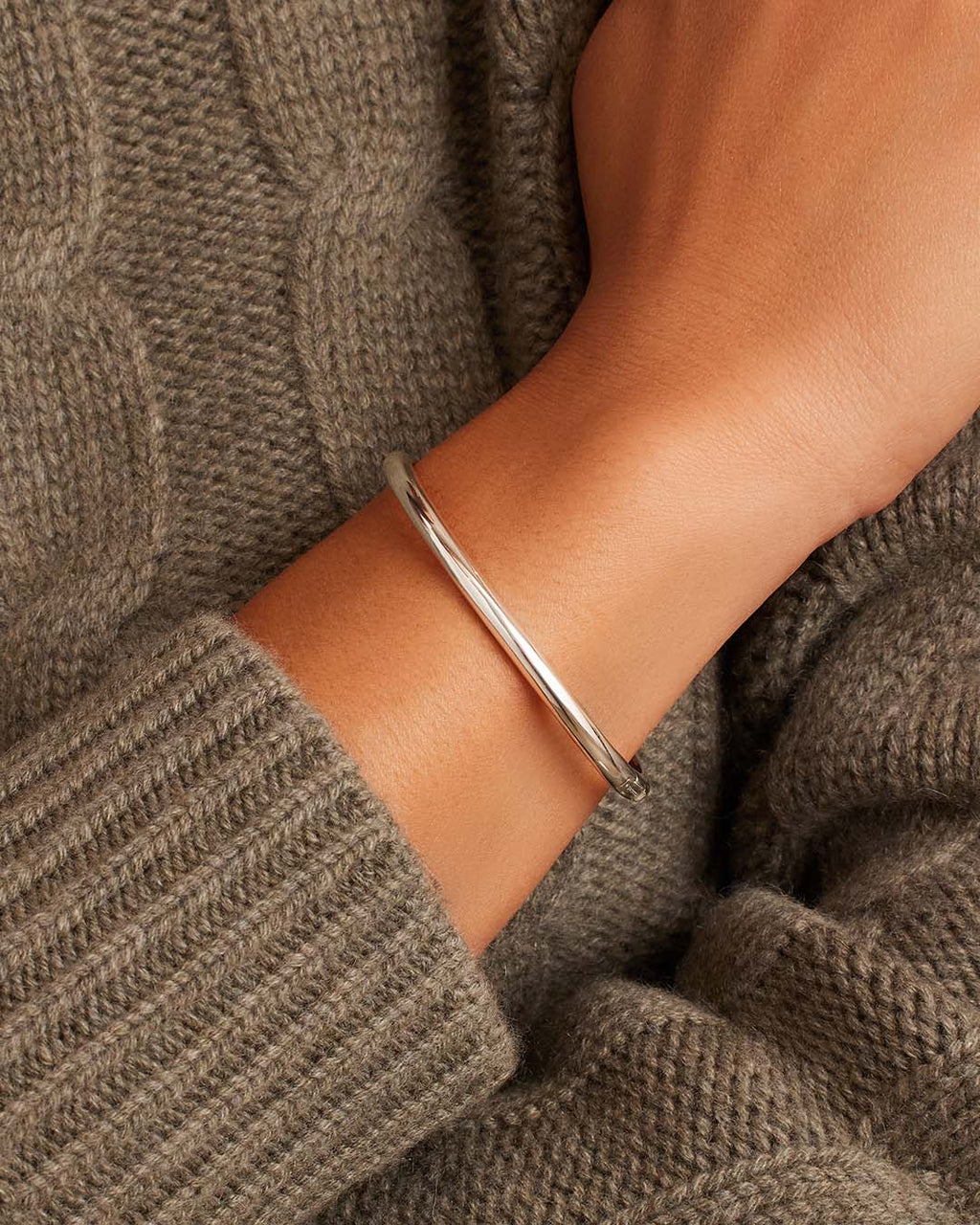 Paseo Cuff in Silver Plated worn on wrist