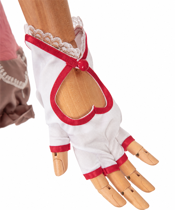CosNova Rose Court costume white and red fingerless glove detail