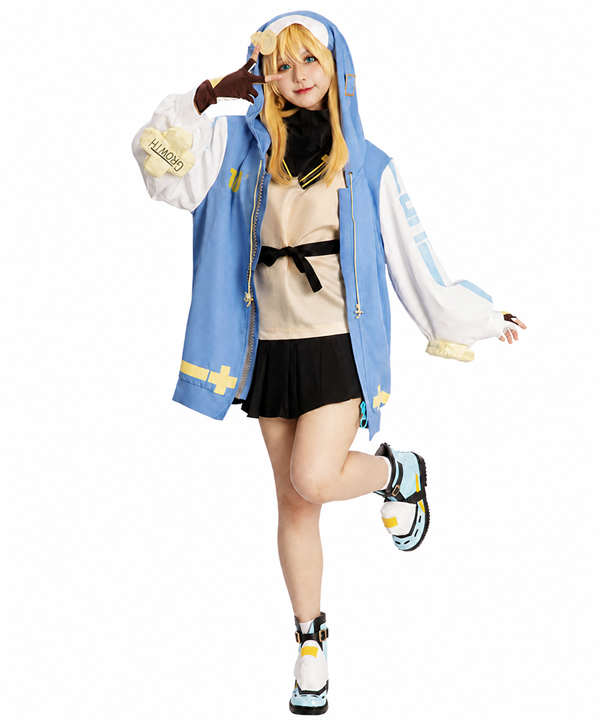 CosNova sky blue hooded cosplay costume full front view