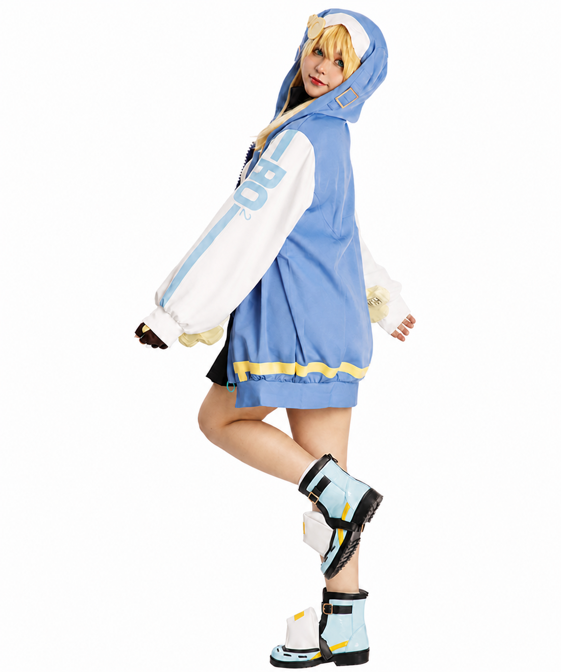 CosNova sky blue hooded cosplay costume side view