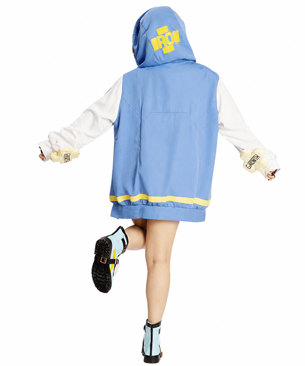 CosNova sky blue hooded cosplay costume back view
