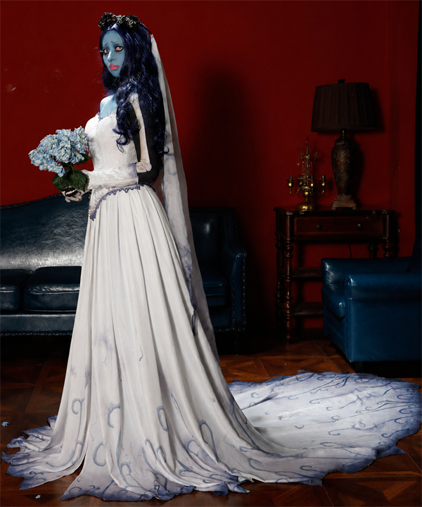 CosNova spectral bride gothic wedding dress costume side view