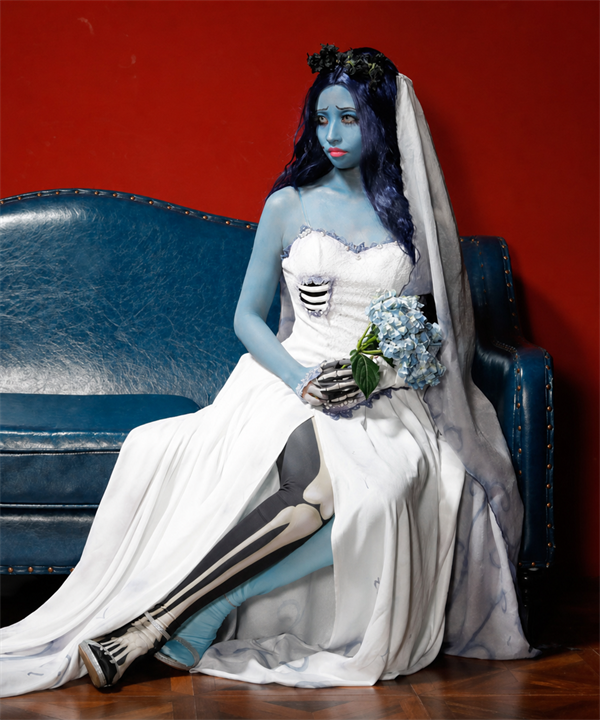 CosNova spectral bride costume seated full-look view